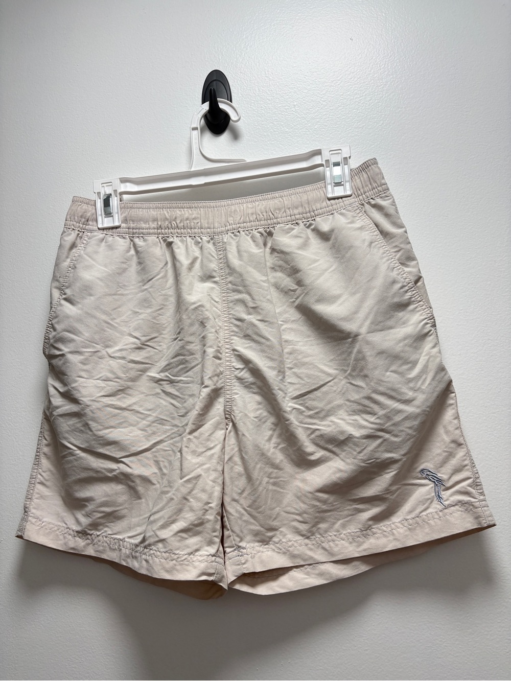 Caribbean Men's Cream Athletic Swim Beach Shorts | S | nautical
